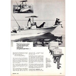 1971 Fisher Pierce Bearcat Outboard Motors Vintage Print Ad Black Lab Wall Art